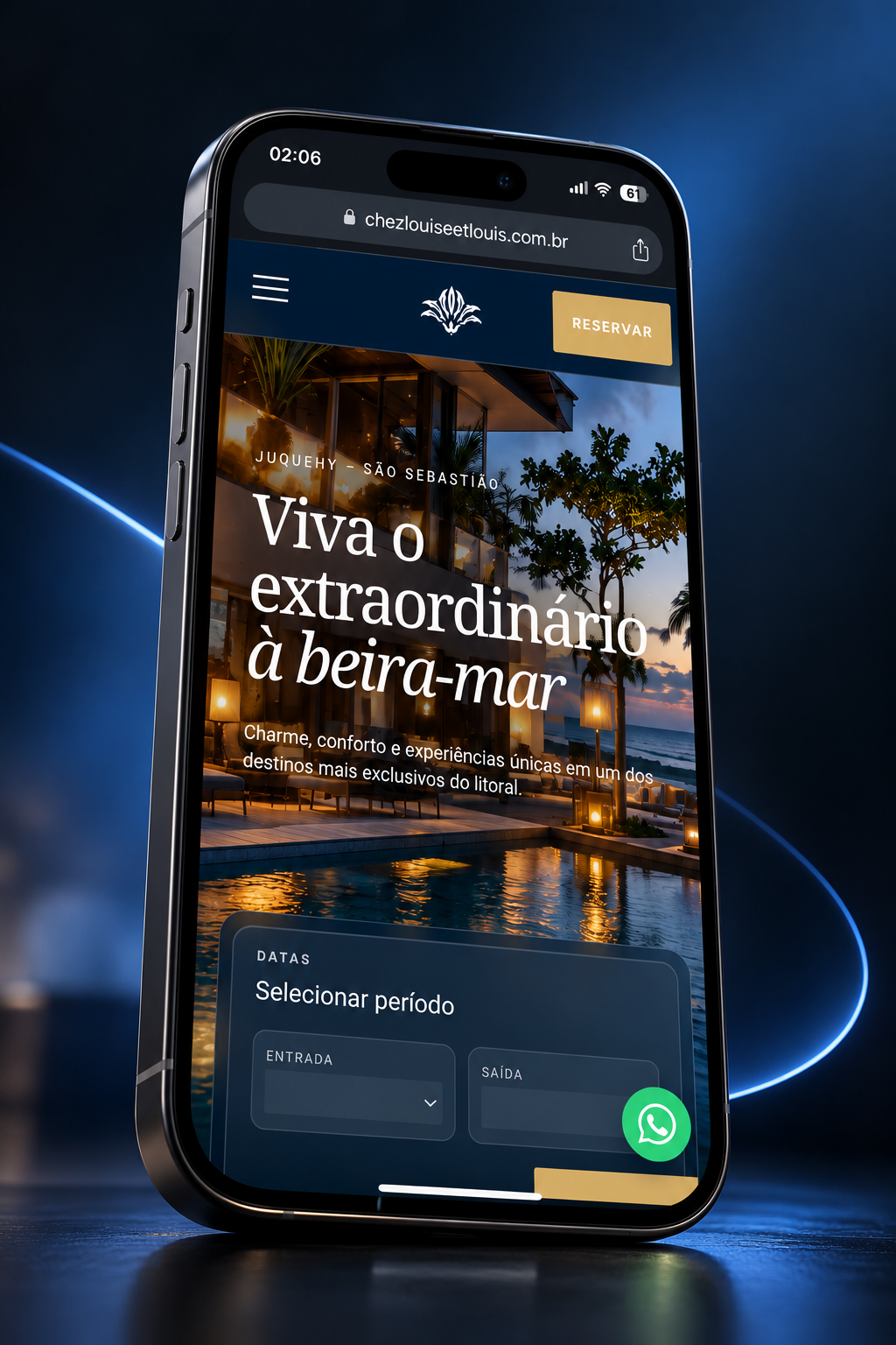 Website Chez Louise et Louis em smartphone